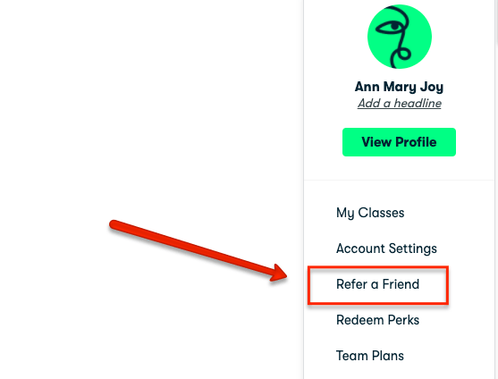 Skillshare refer a friend option