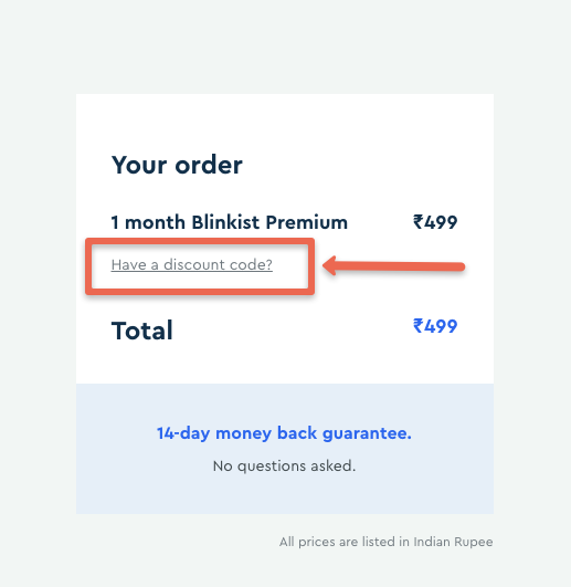 Blinkist Discount Code option
